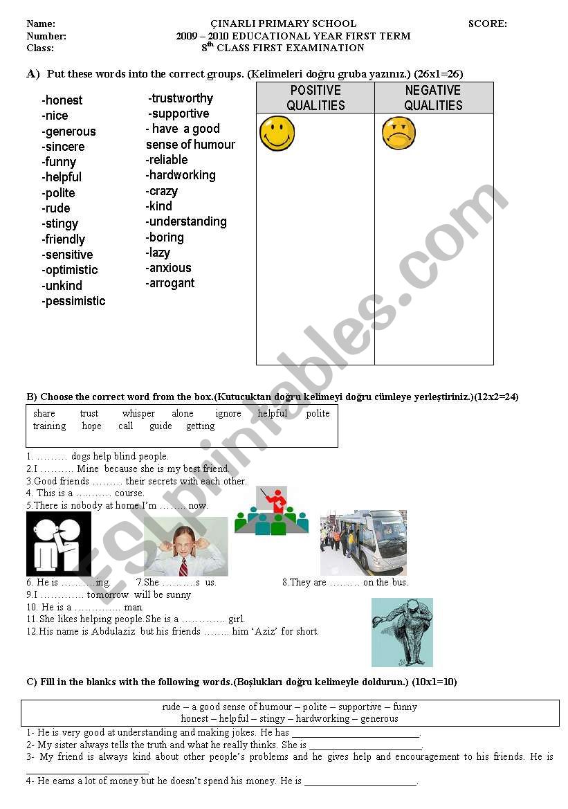 Friendship worksheet