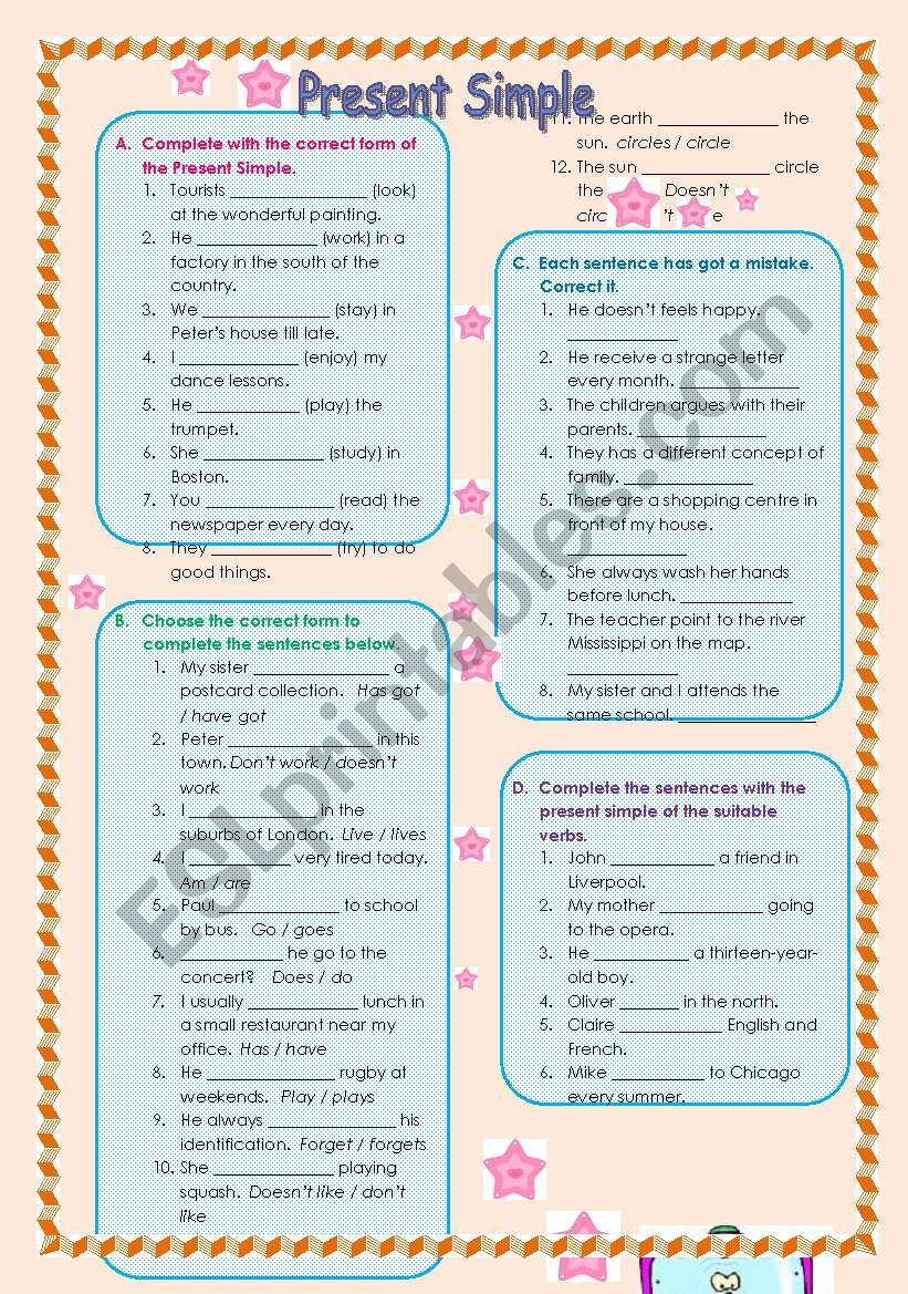 Present Simple Tense worksheet