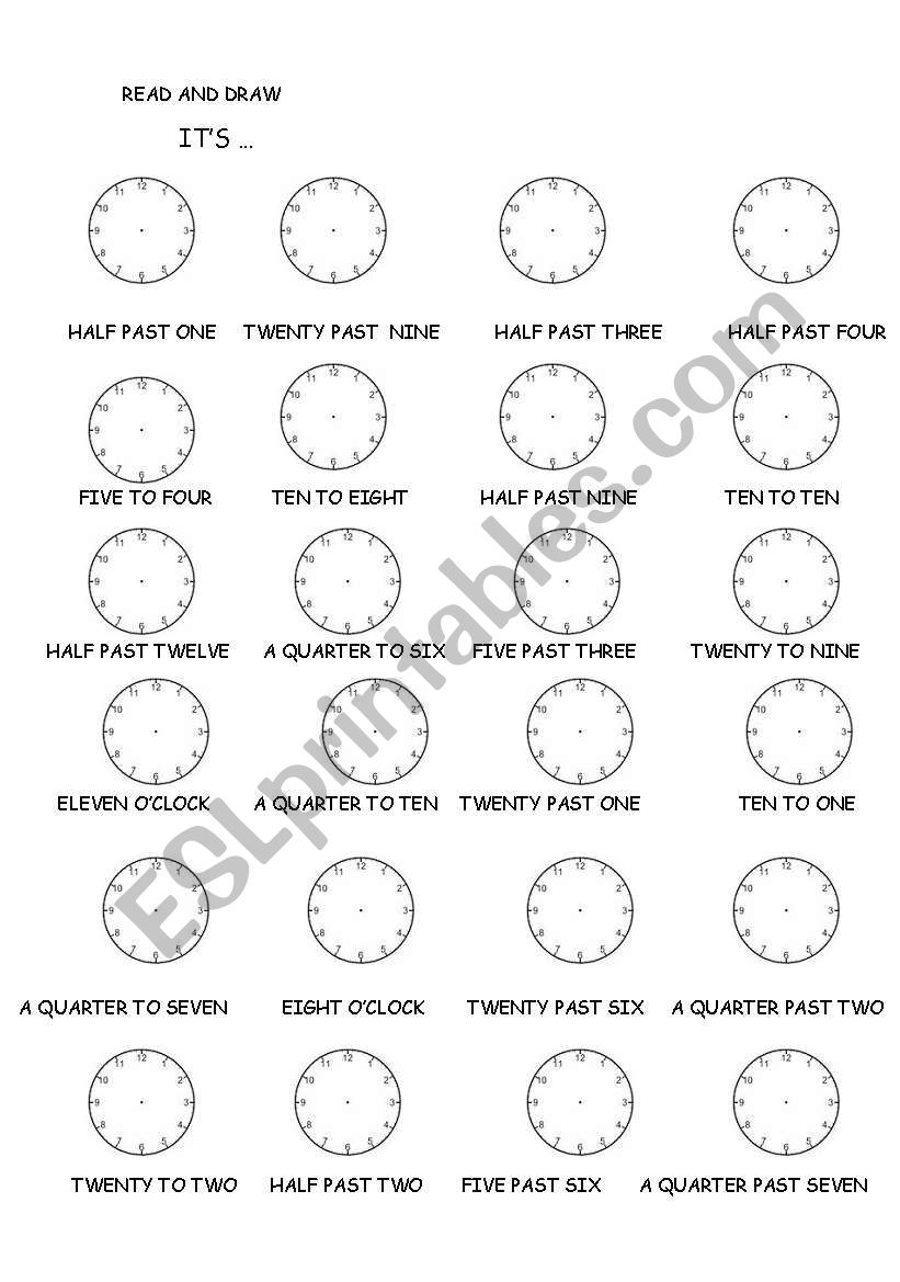 telling the time worksheet