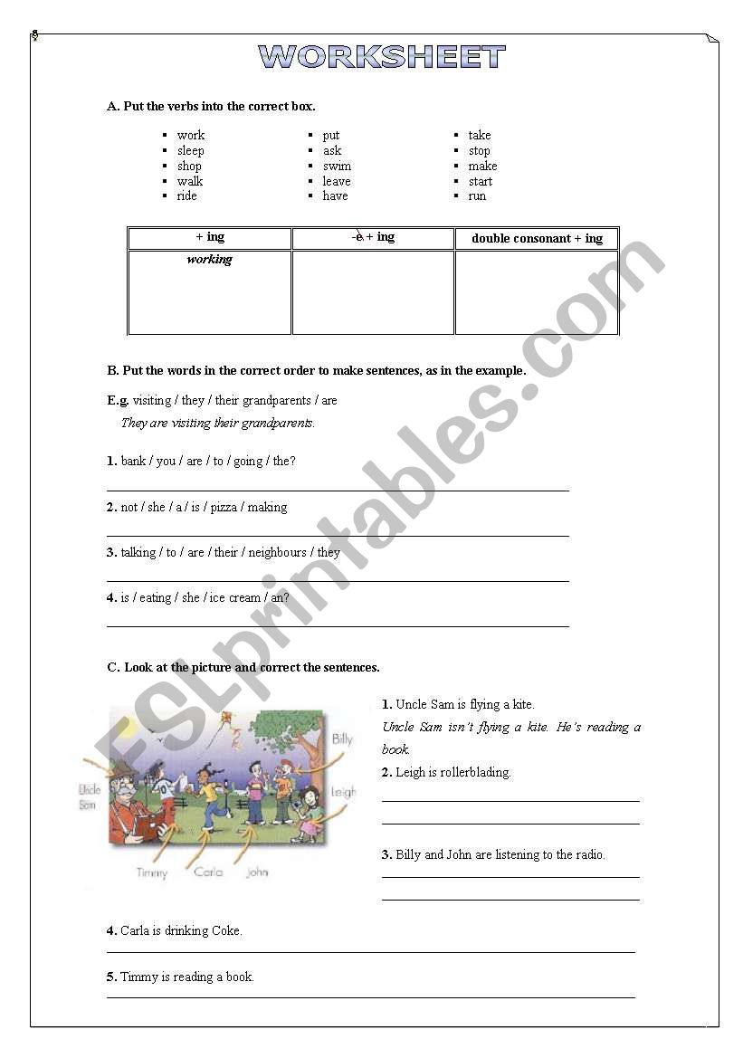 Present Continuous worksheet