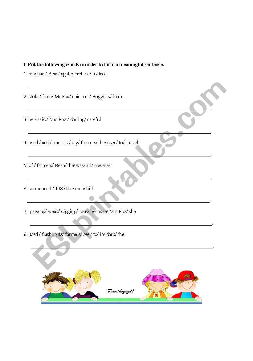 Learn More About Mr Fox worksheet