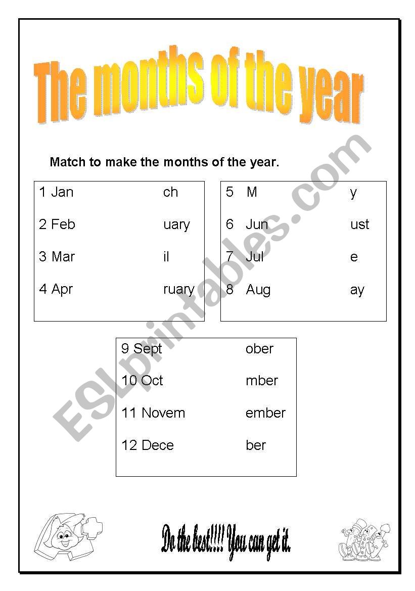 The months of the year worksheet