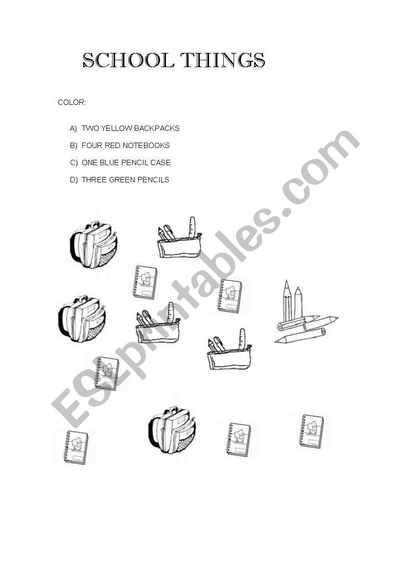 SCHOOL THINGS worksheet