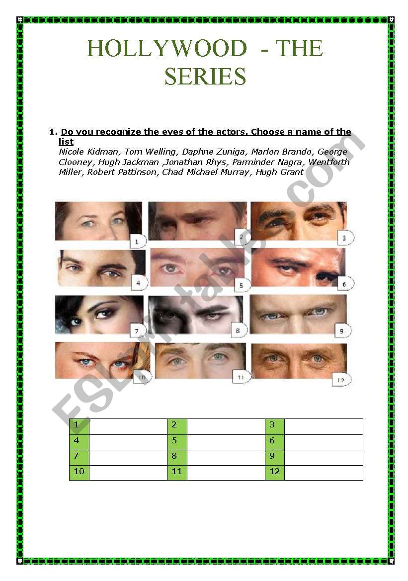 Hollywood series (5 pages with answer keys)