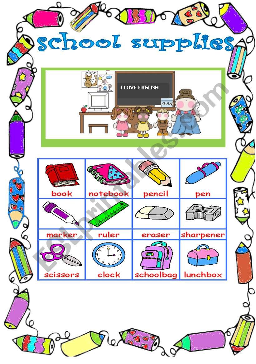 SCHOOL SUPPLIES worksheet