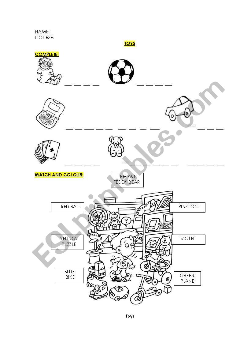 TOYS worksheet