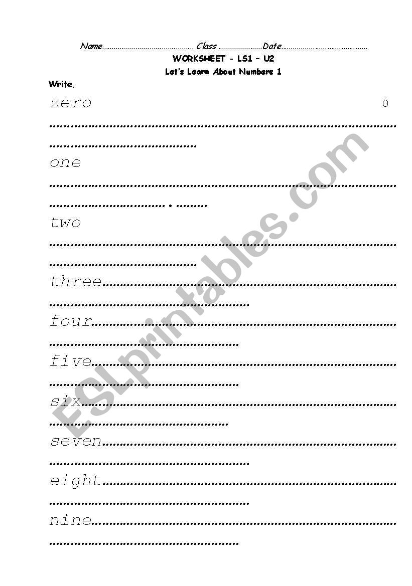 Number writing worksheet