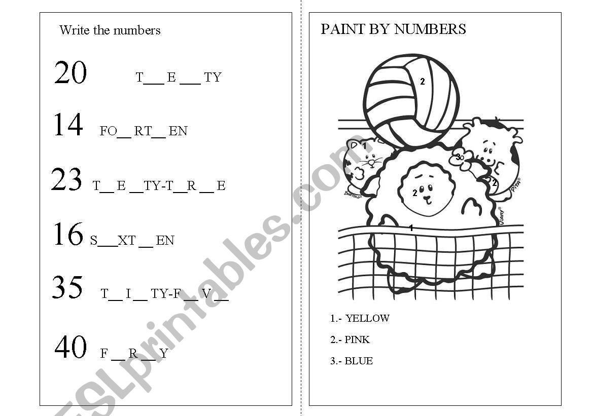 numbers worksheet