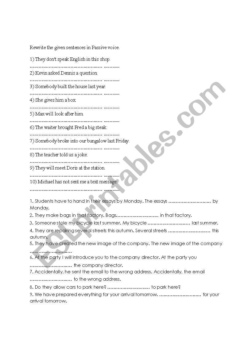 Passive worksheet