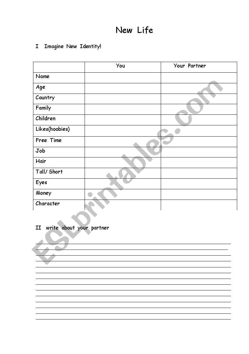 new  life worksheet