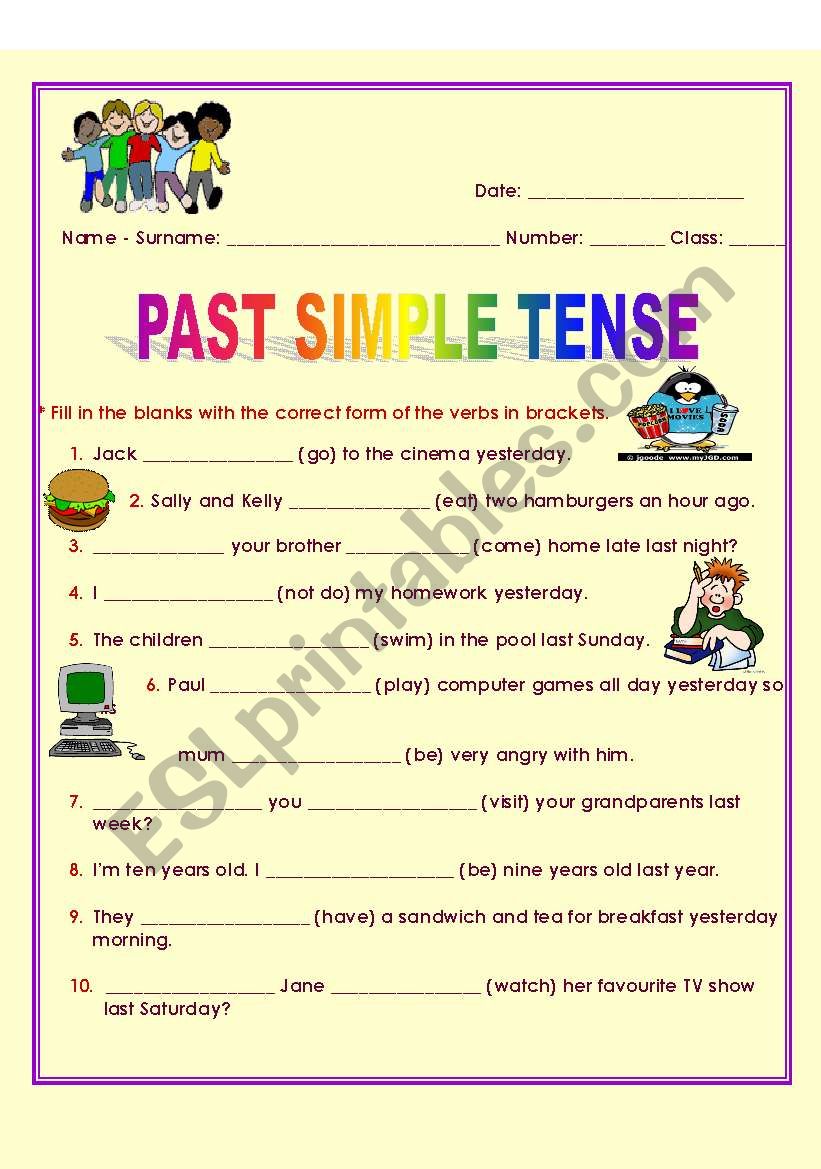 PAST SIMPLE TENSE worksheet