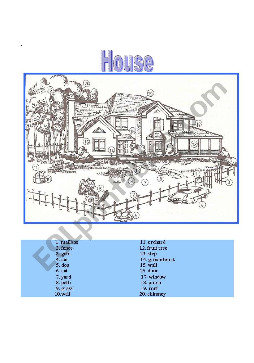 House vocabulary. worksheet