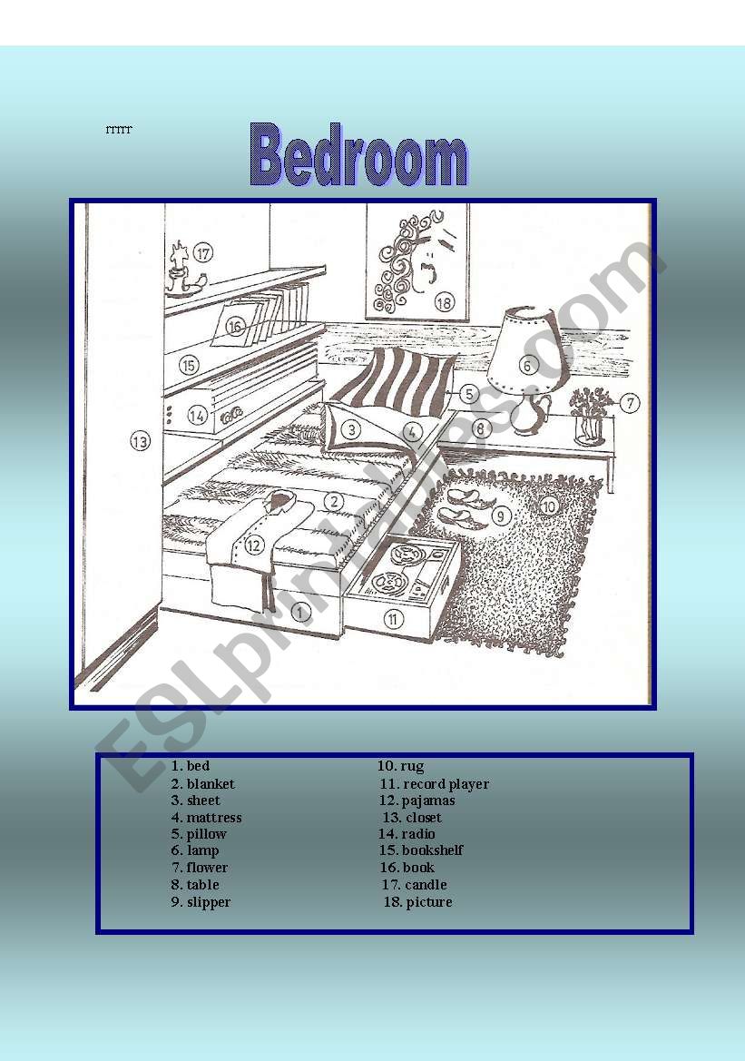 Bedroom. worksheet