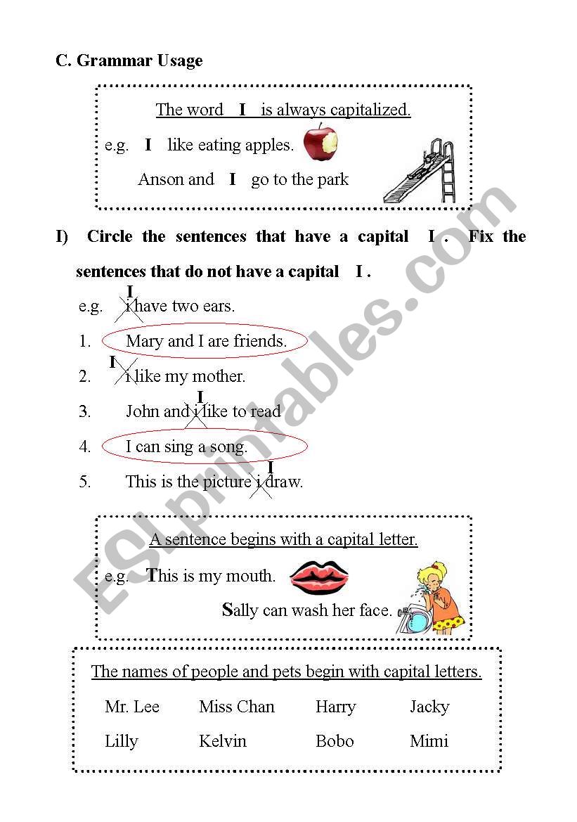 Capitalization worksheet