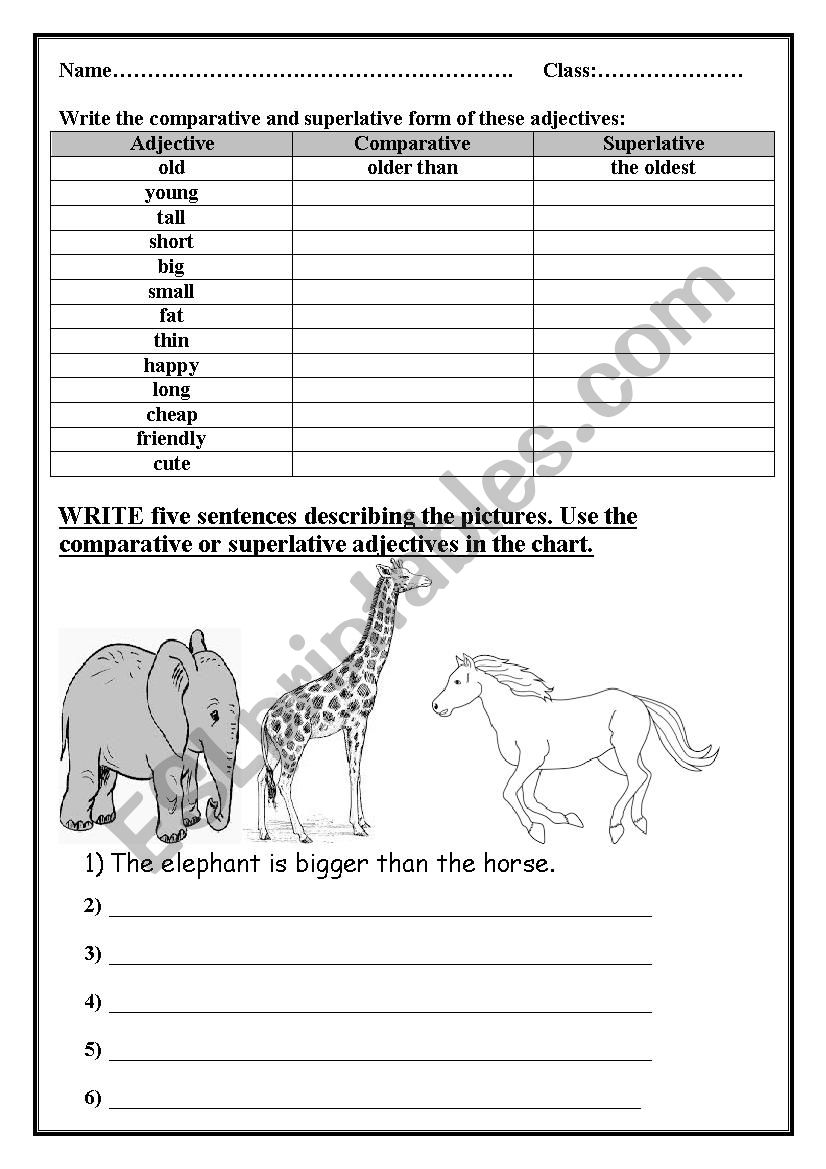 Comparatives worksheet