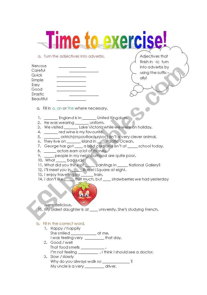 time to exercise (2pages) worksheet
