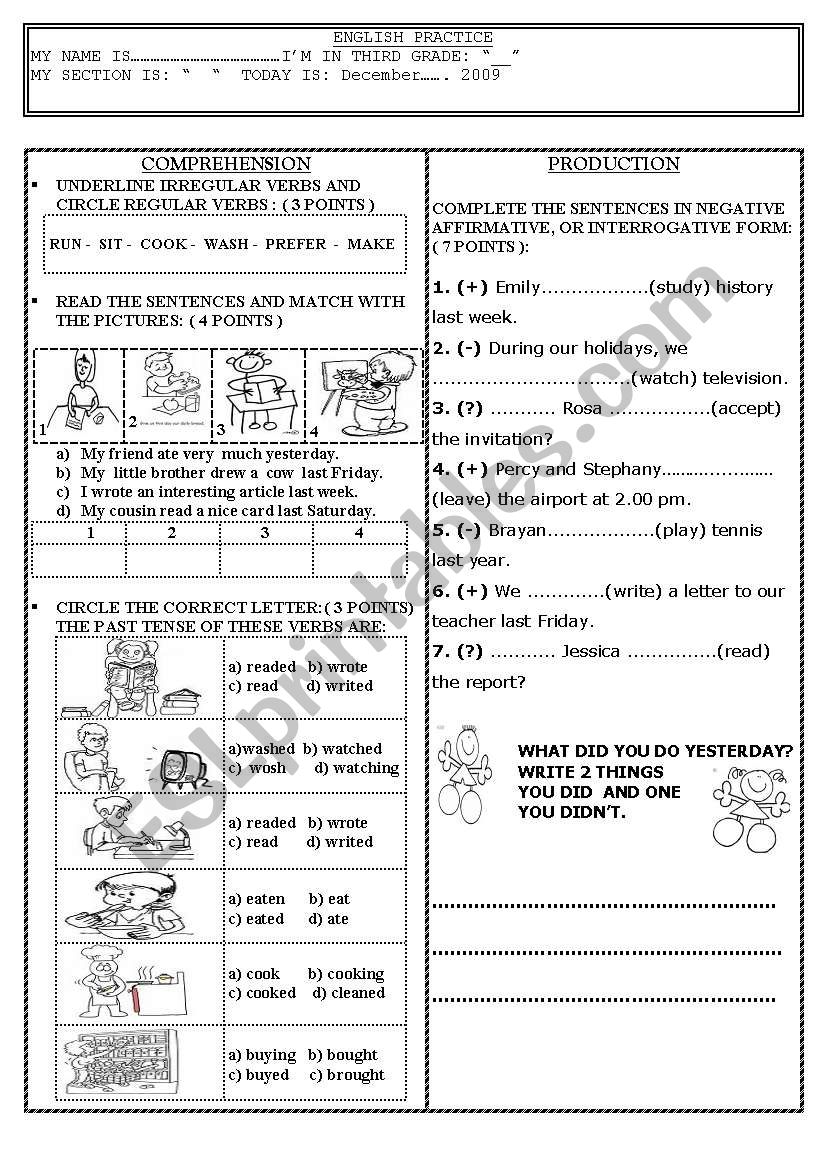 LET´S PRACTICE THE SIMPLE PAST - ESL worksheet by ALEMI
