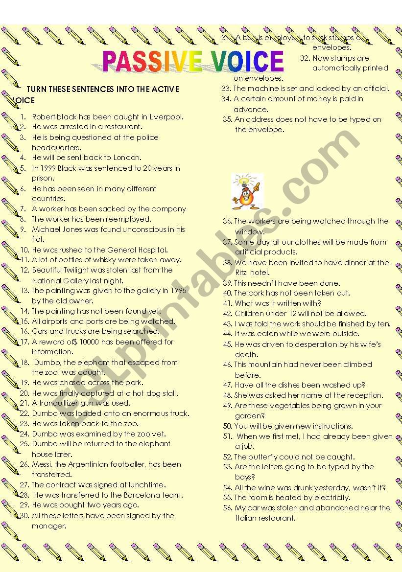 PASSIVE VOICE PART 2 worksheet