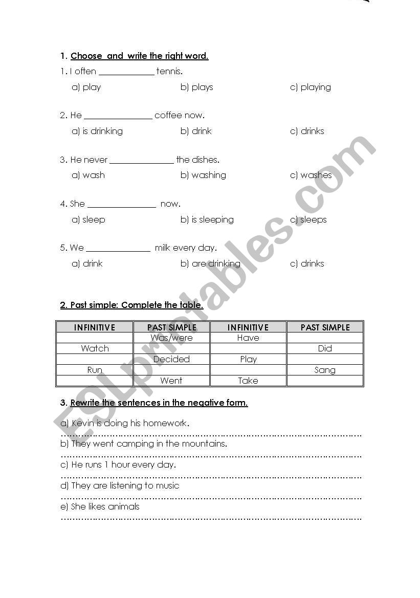 Tenses worksheet