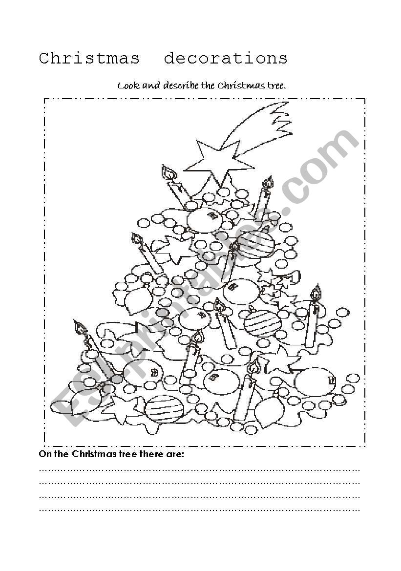 Christmas decorations worksheet