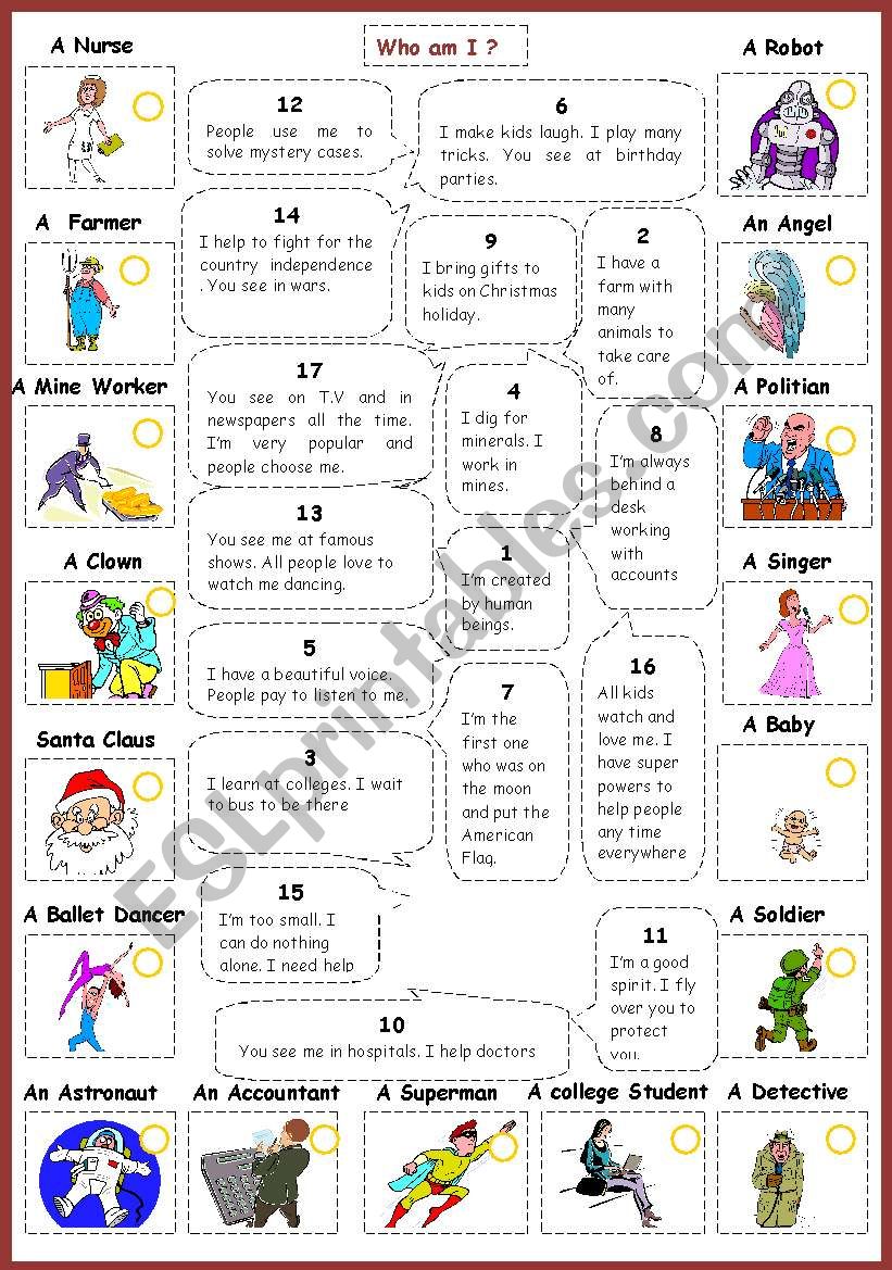 Who  am I ? (with people)1/2 worksheet