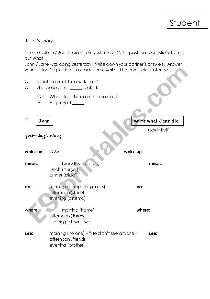 simple past tense activity worksheet