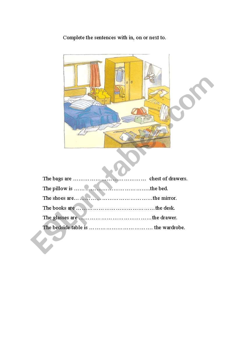 prepositions of place worksheet