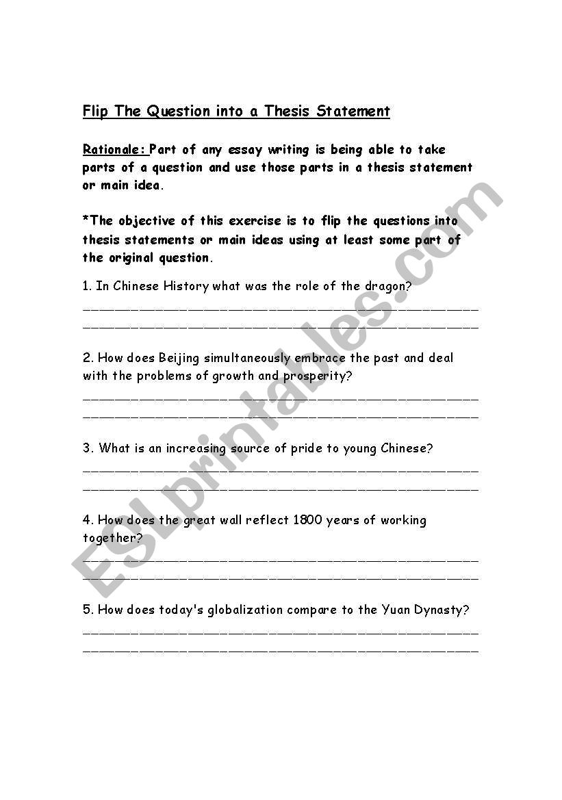 Flip questions worksheet
