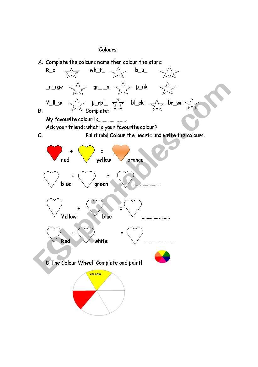 colours worksheet