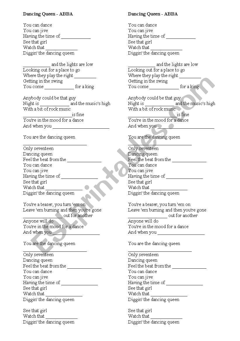 Dancing Queen worksheet