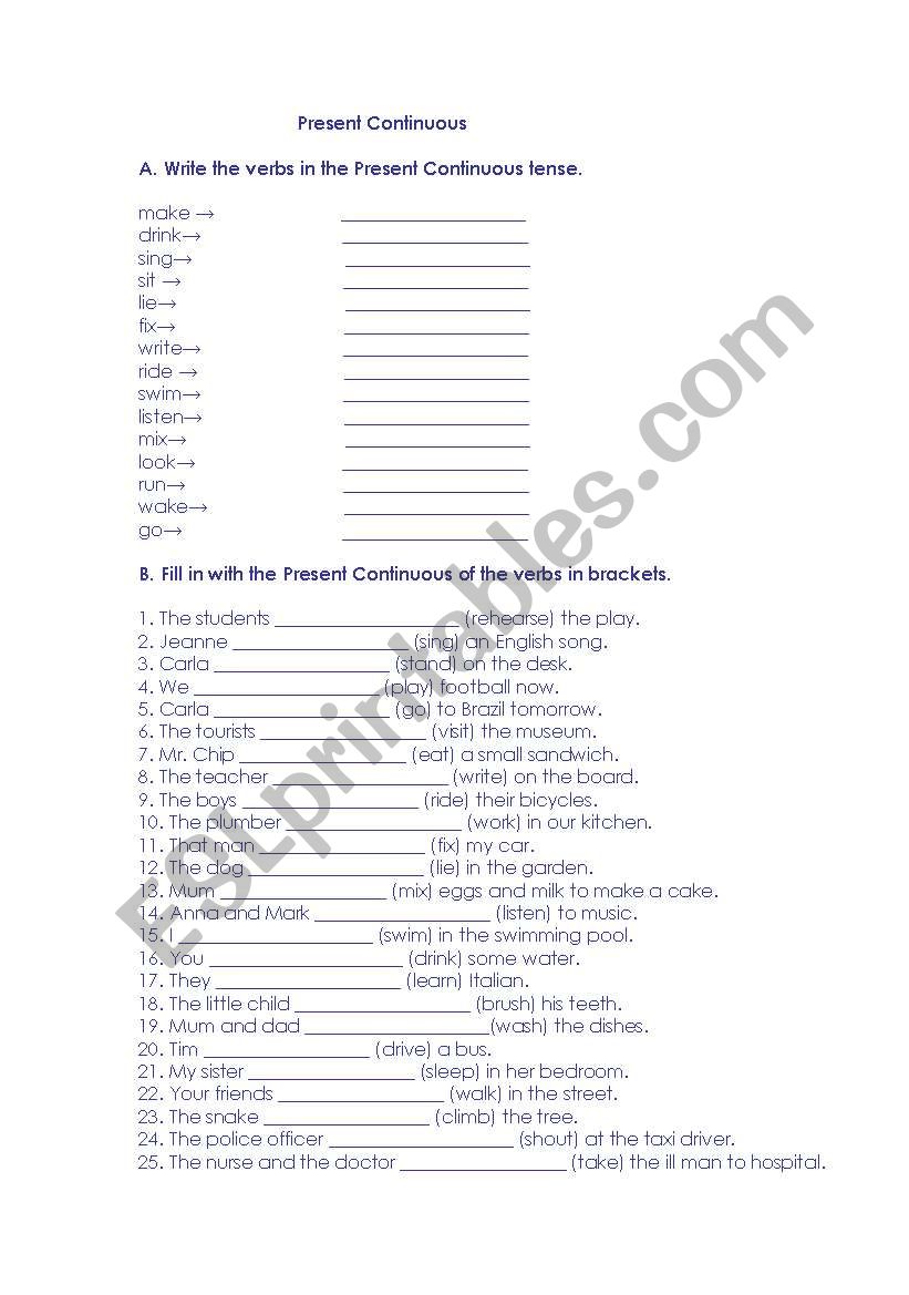 Present Continuous worksheet