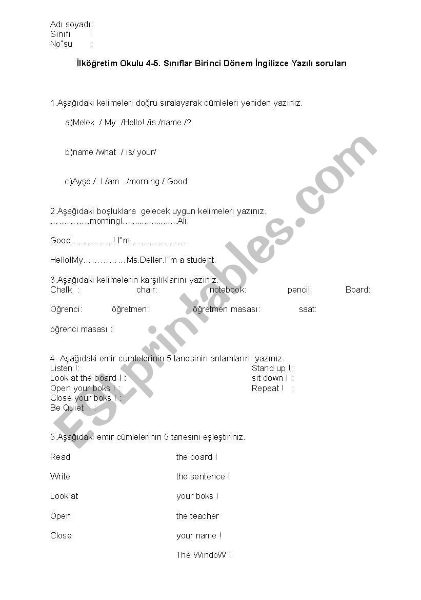 exercise for 4th grades worksheet