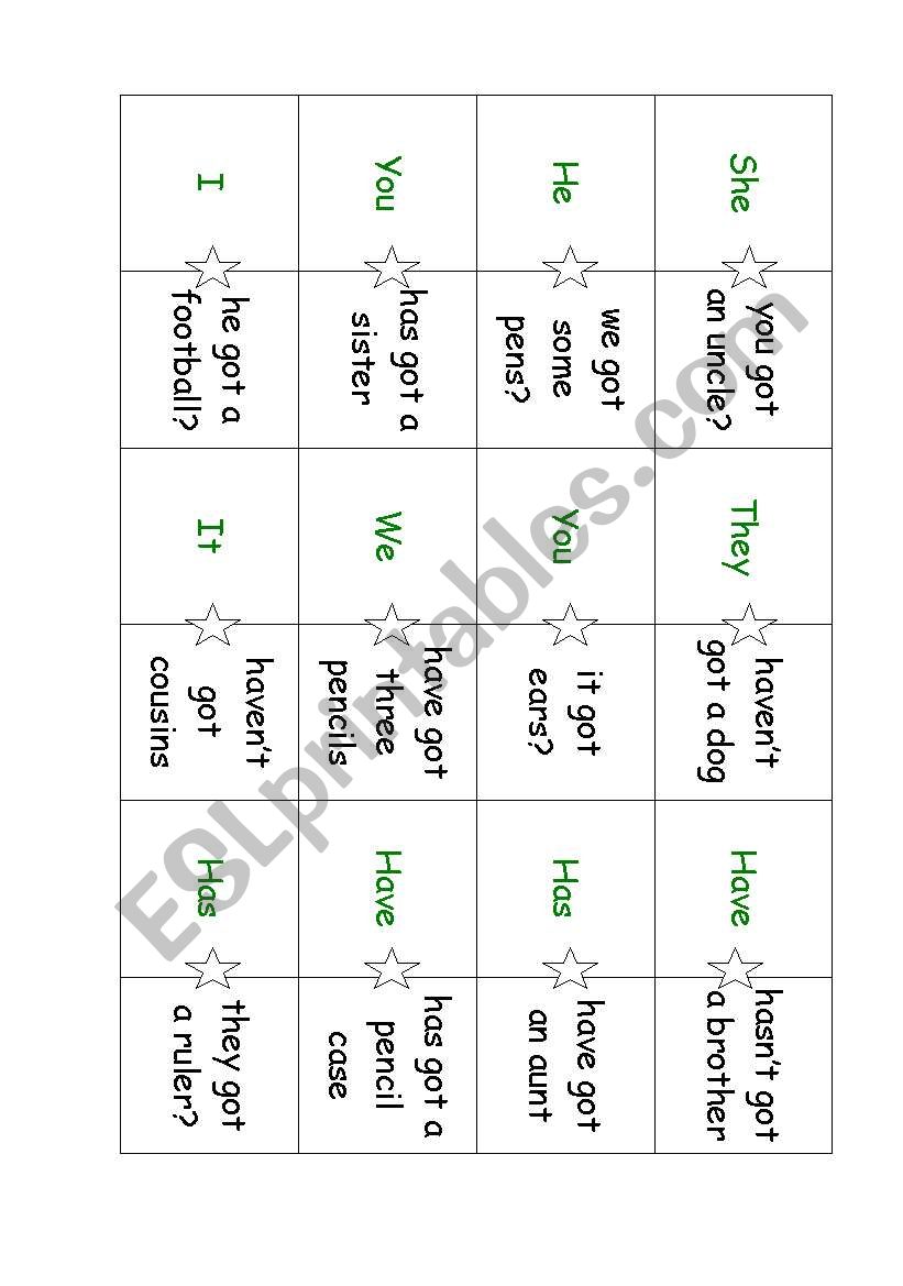 Domino TO BE worksheet