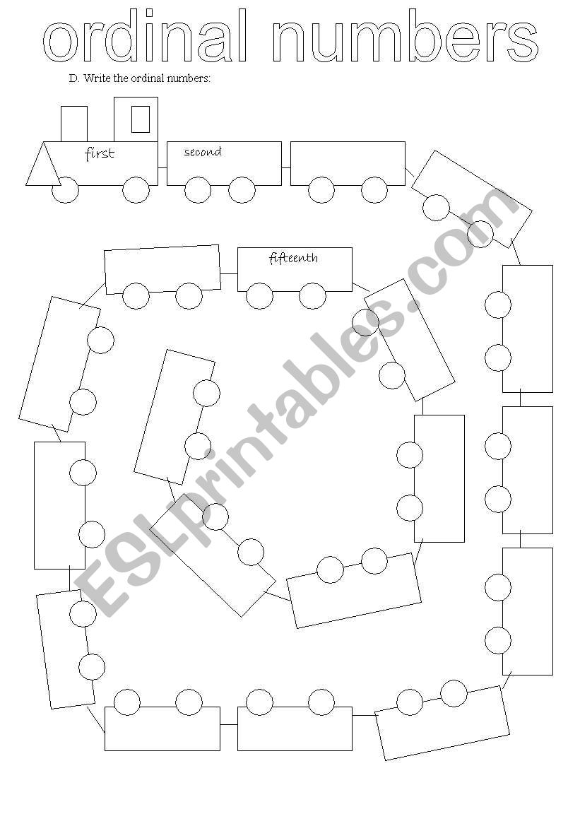 ordinal numbers worksheet