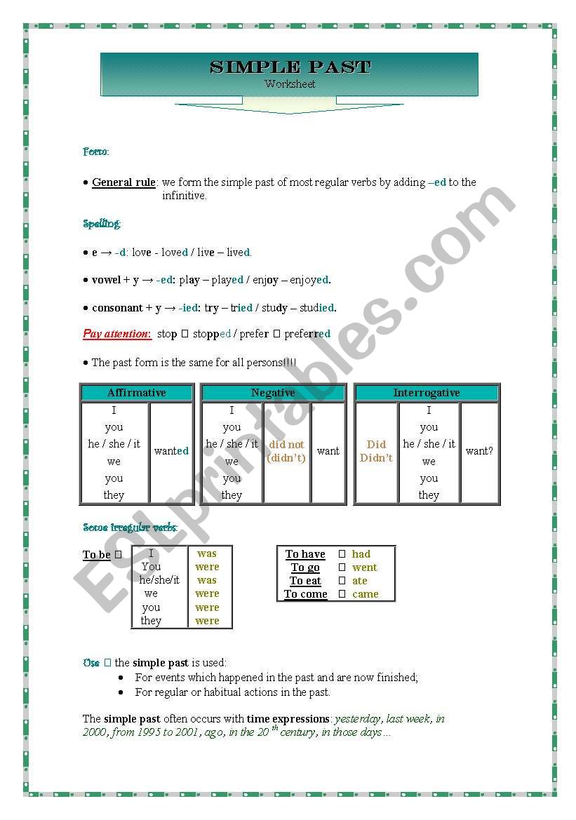 Past Simple worksheet