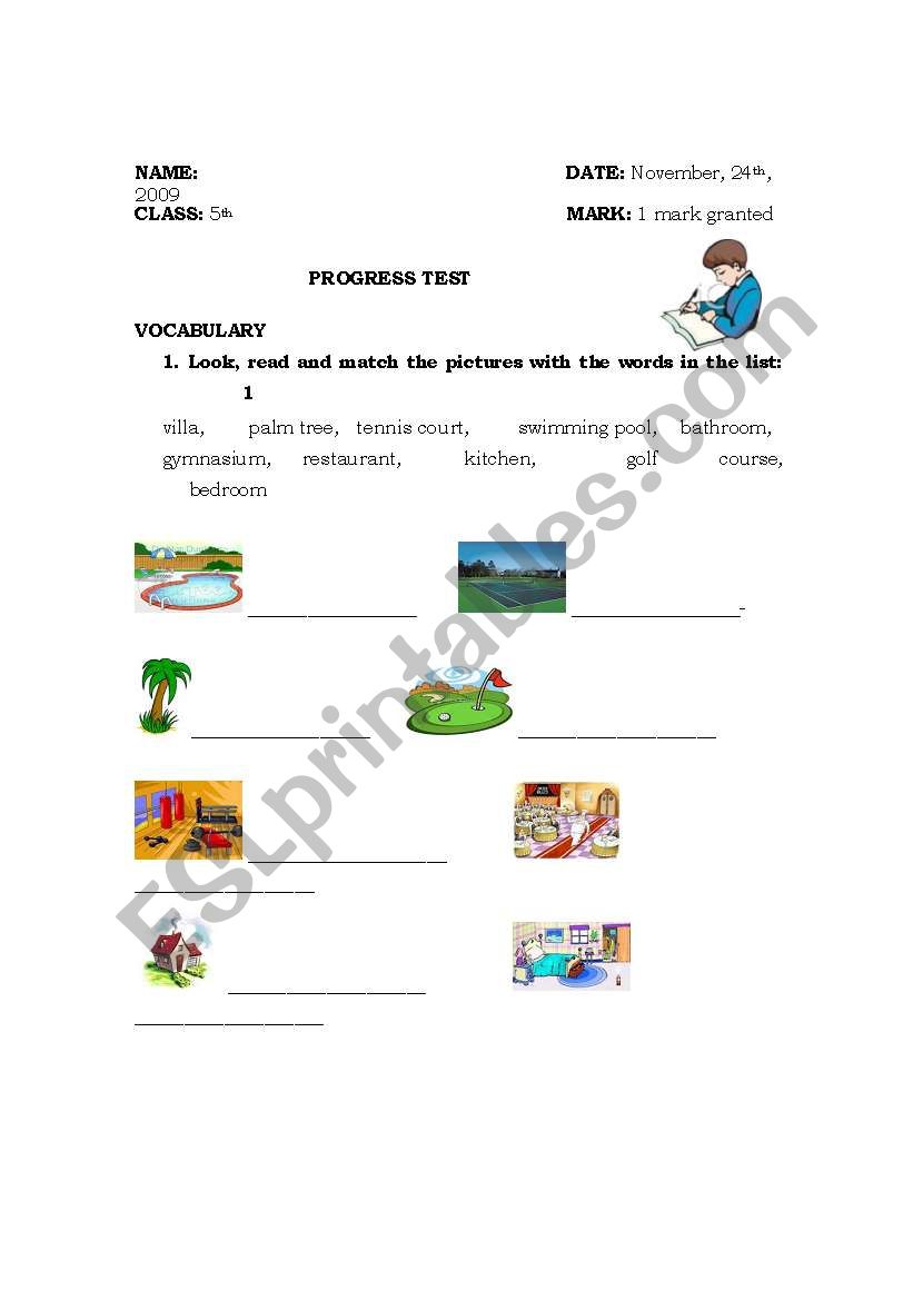PROGRESS TEST worksheet