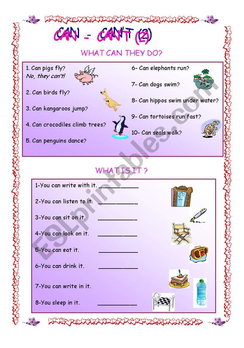 Can - Cant worksheet