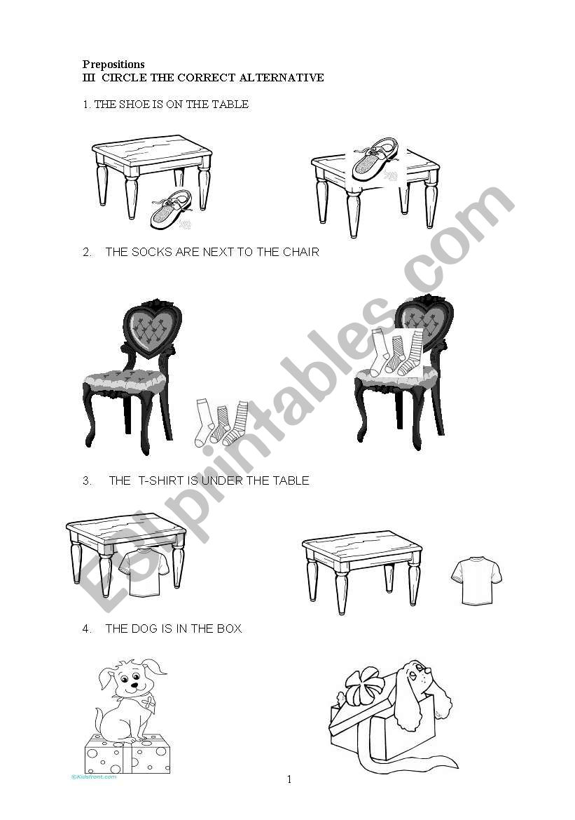 Prepositions worksheet