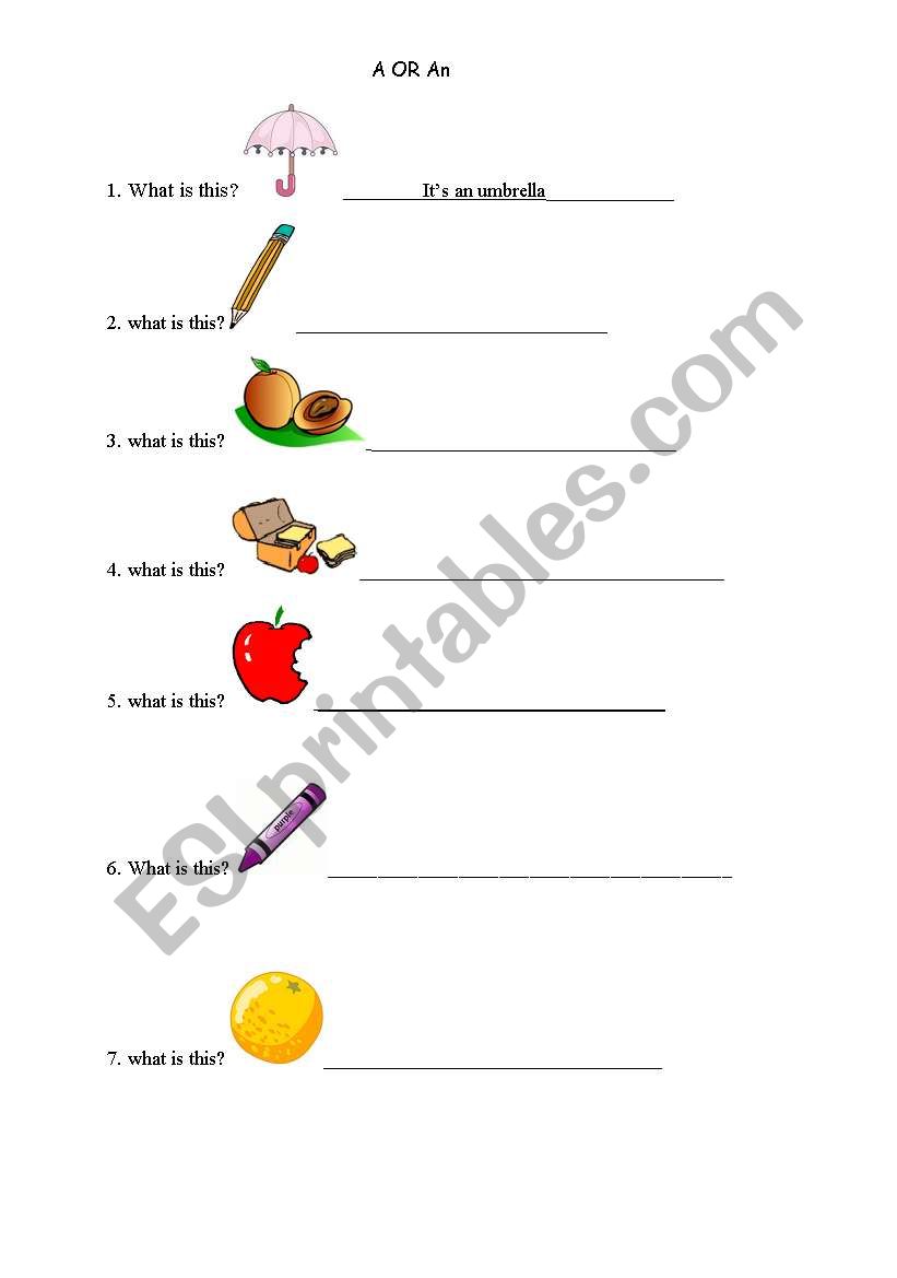 A or an worksheet worksheet