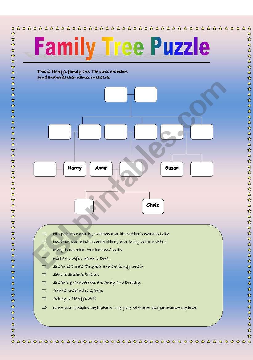 Family Tree Puzzle worksheet