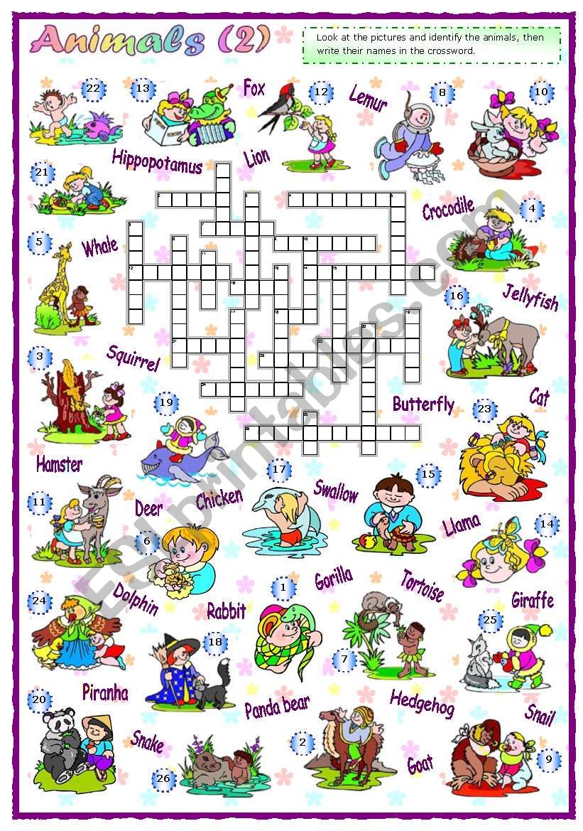 Animals Crossword (2 of 2) worksheet