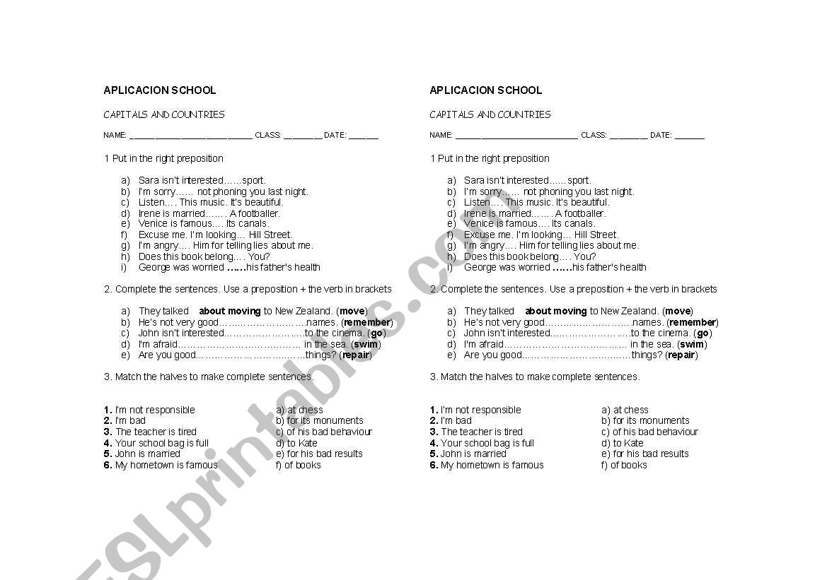 PREPOSITION worksheet
