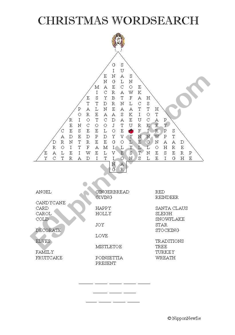 Christmas Wordsearch worksheet