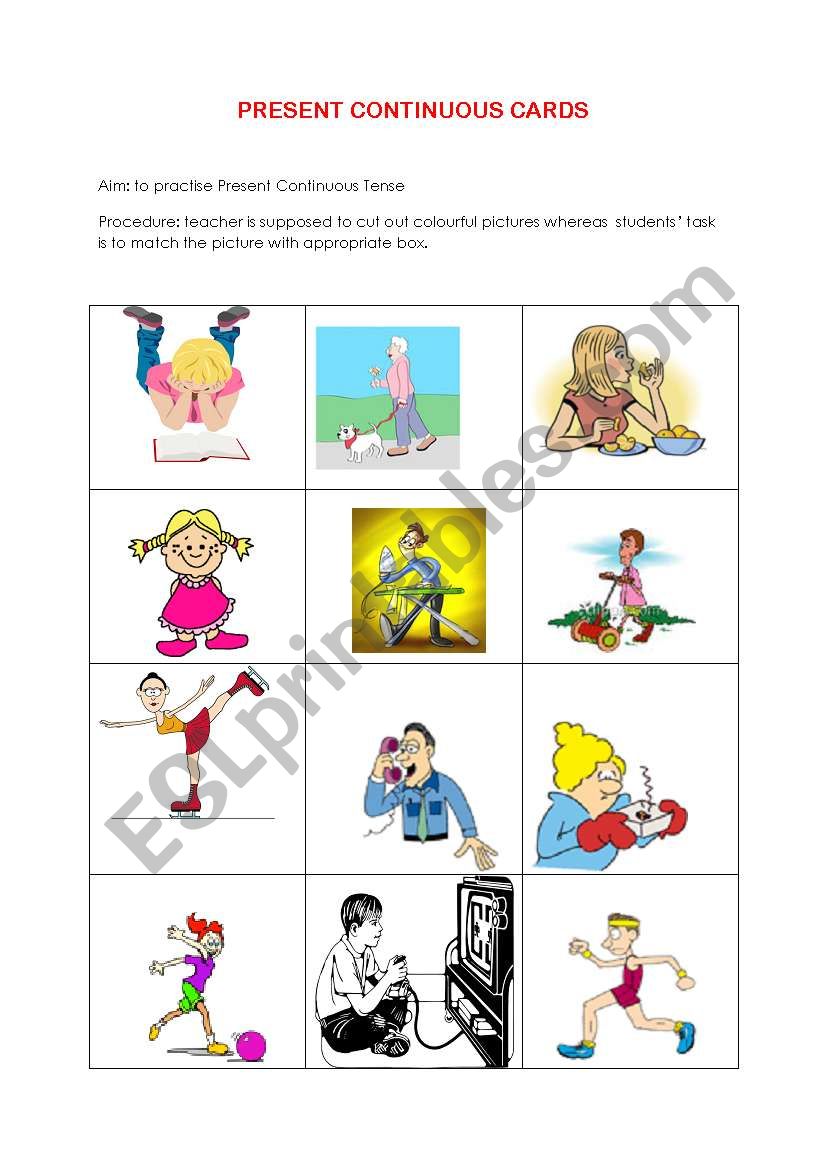 Present Continuous Cards worksheet