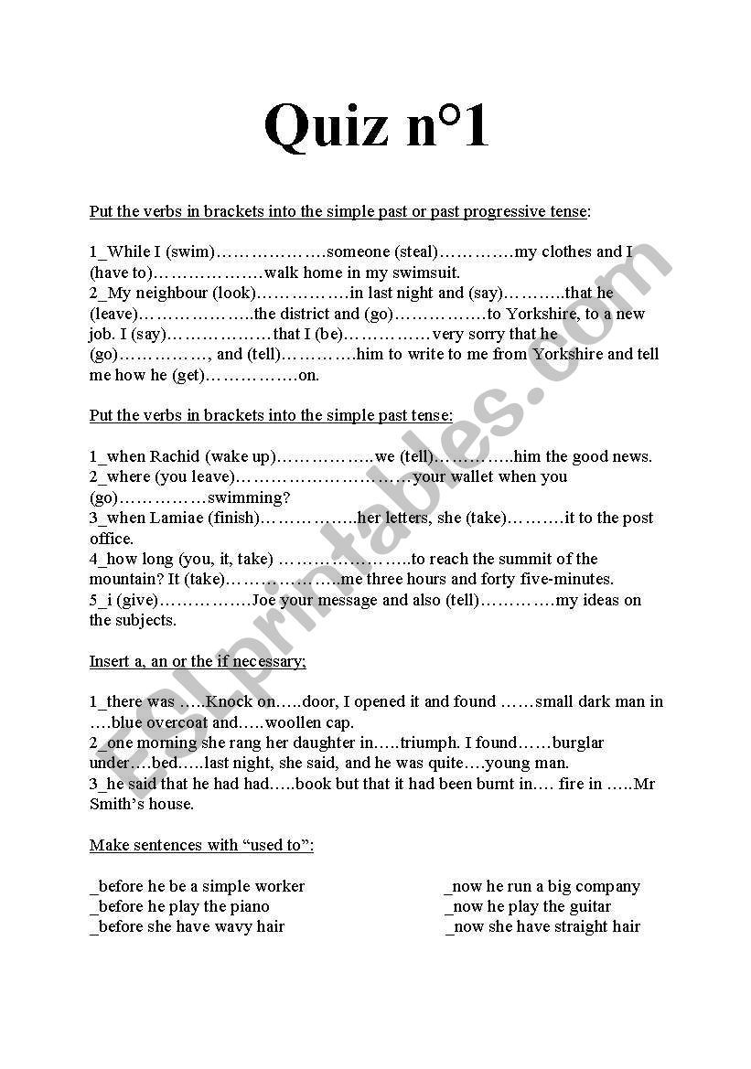 quiz worksheet