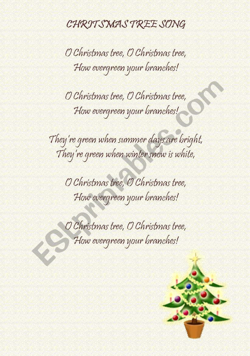 christmas tree song worksheet