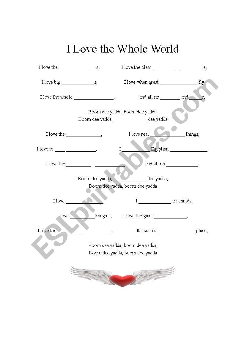 I Love the Whole World worksheet