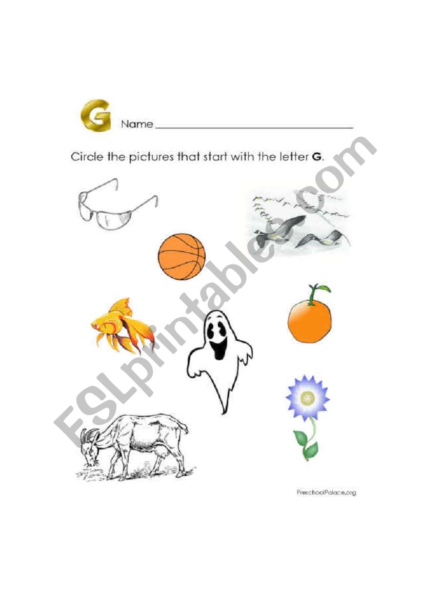 letter g sounds worksheet