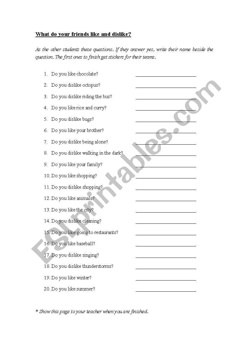 Friends worksheet