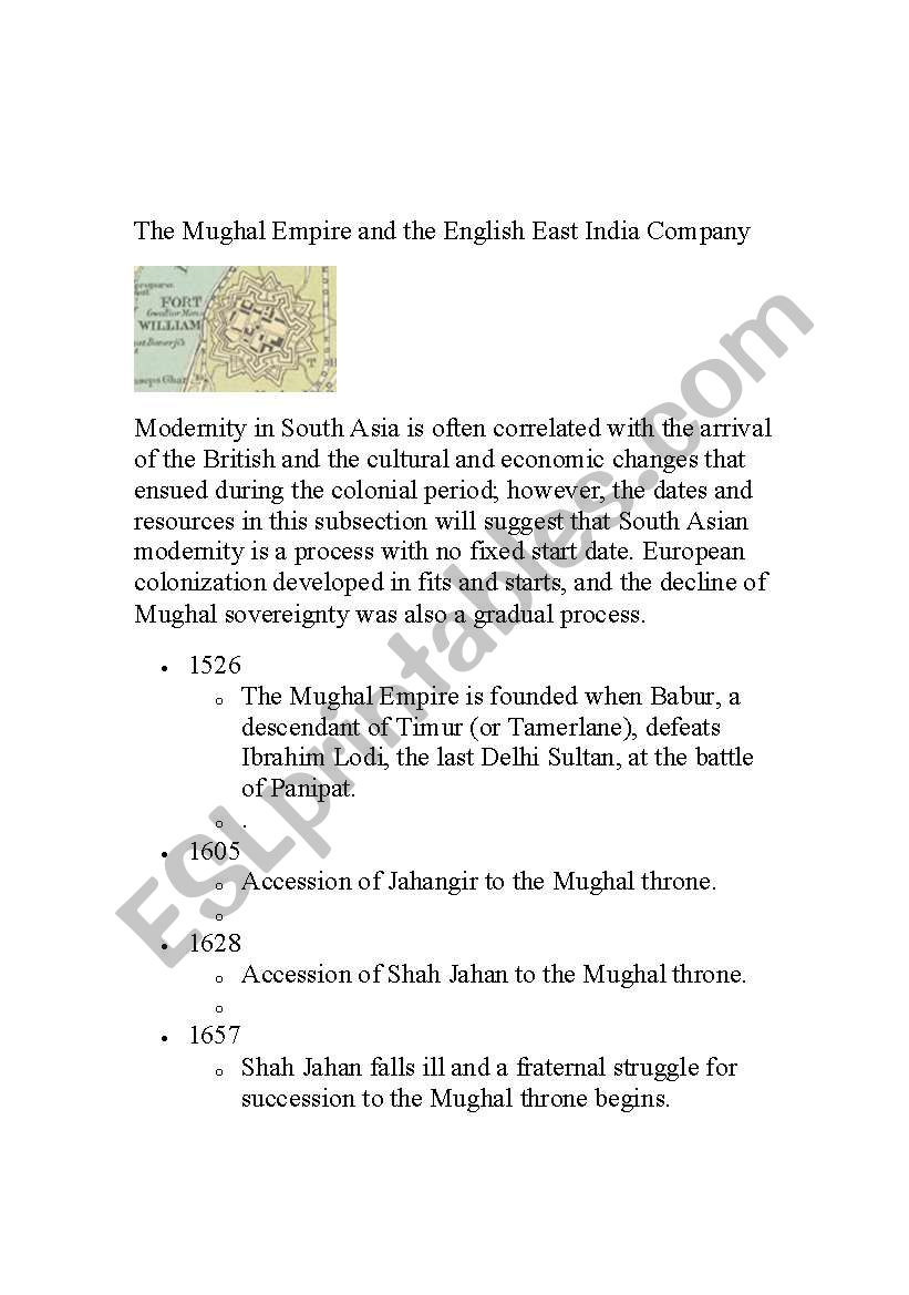 mughal timeline for social studies